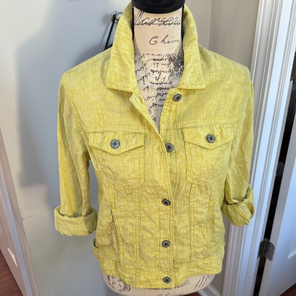 Jones NY Linen Jean Jacket in Lemon 🍋 Yellow - Picture 10 of 10
